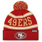 FOCO NFL Unisex-Adult NFL Team Logo Stripe Pom Beanie Hat