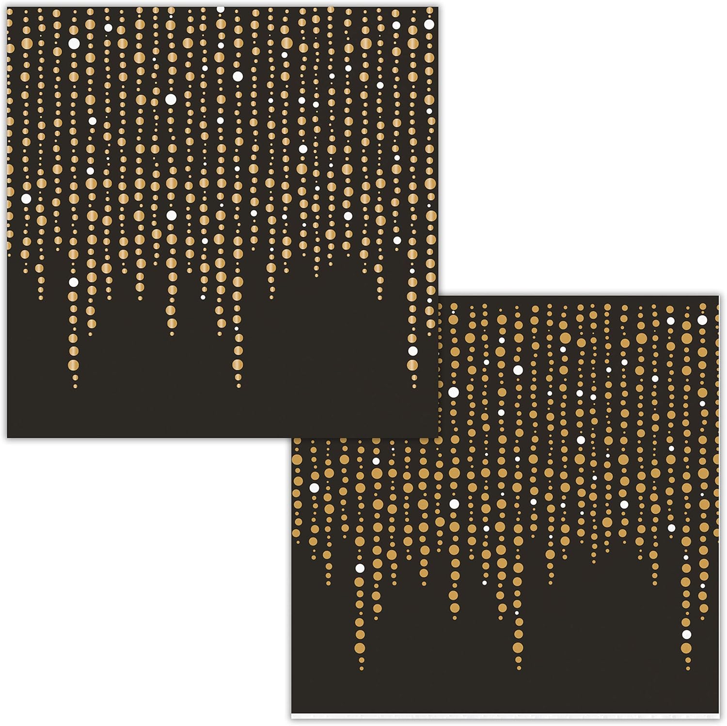Black and Glittering Gold Foil Dots Beverage Napkins by Elise, 48 ct