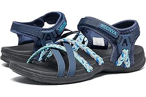 MEGNYA Hiking Sandals for Women, Arch Support Comfortable Walking Sandals Hook Loop Strap, Sports Lightweight Slides