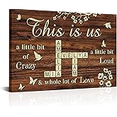iLOOKLiKE Personalized Family Crossword with Names Wall Art Customized Member's Name Puzzle Canvas Prints This is Us Crazy Loud Love Inspirational Quote Artwork Christmas Gifts for Home