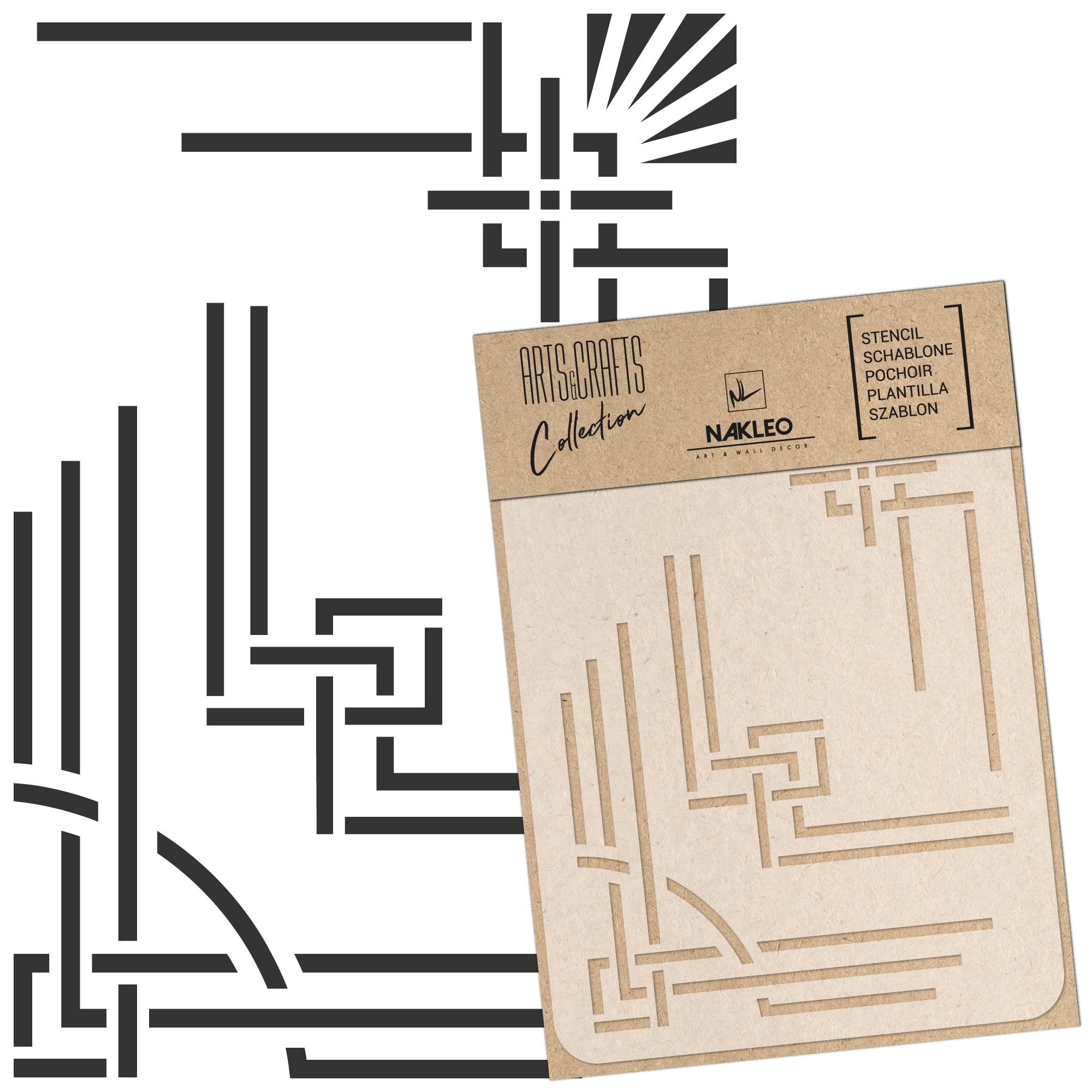 NAKLEO Painting Stencil for Crafts A5 15x21cm, Art Deco Frames Borders Pattern, Reusable Plastic DIY & Scrapbooking Drawing Template, Decoupage Art Home Decor, Wall Wood Fabric Furniture — image 1