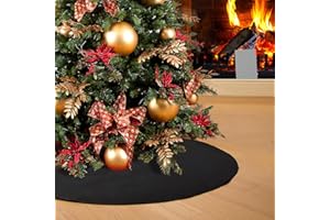 SevenFish Black Christmas Tree Skirt 30 inches Small Double Layers Soft Burlap Tree Skirt for Christmas Halloween Holiday Home Decorations