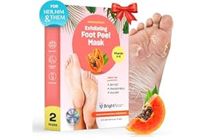BRIGHTNOUR Exfoliating Foot Peel Mask for Dry Cracked Feet, Corn Callus Remover, Toe Cuticle, Cracked Heels, Foot Odor Treatment - Pedicure Foot Care - Natural Ingredients - Holidays Gift - For Women & Men