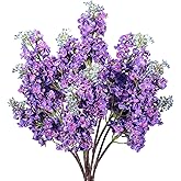 Thiccywoov 6 Pcs 25 Artificial Lilac Flowers Fake Delphinium Antirrhinum Stem Silk Flower Faux Floral Arrangement for Vase Table Centerpiece Wedding Bouquet Home Decoration (Purple)