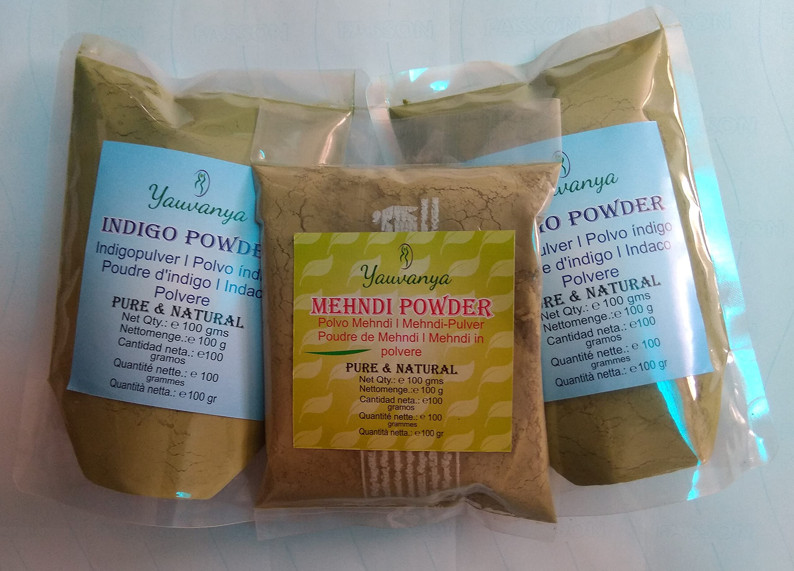 Yauvanya Combo 2X100 gms Indigo Powder + 100 gms Henna Powder