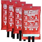 WUERLI Fire Blanket for Home and Kitchen,40" x 40",4 Pack,Emergency Fire Blanket