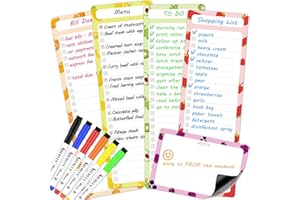 ABERLLS Magnetic Dry Erase List Board for Fridge, 4"x12" Grocery List Magnet Pad for Refrigerator, Multifunctional Whiteboard with Lines for Meal Planning/to Do List/Chore Chart/Shopping List(Fruit)