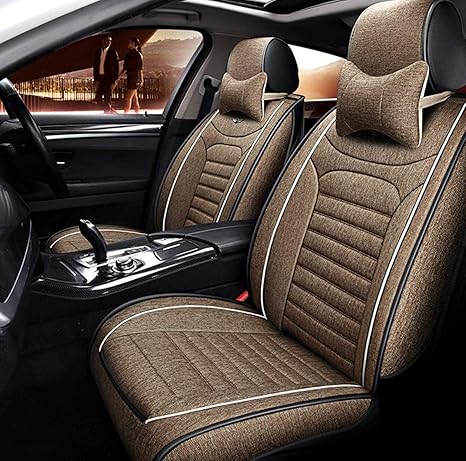 Amazon Co Jp カーシートカバー 完全に囲まれたユニセックスシート 冬革シート車 Puレザーと3d通気性ファブリック Color Brown ホーム キッチン