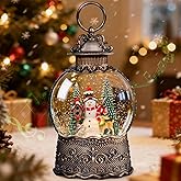 Snowman Christmas Snow Globes, 10.24" Electric Light up Snow Globe Christmas, 8 Festive Songs 6H Timer & Dual Power, Musical Snowglobes Christmas Decorations Indoor Xmas Snowglobe Ornament