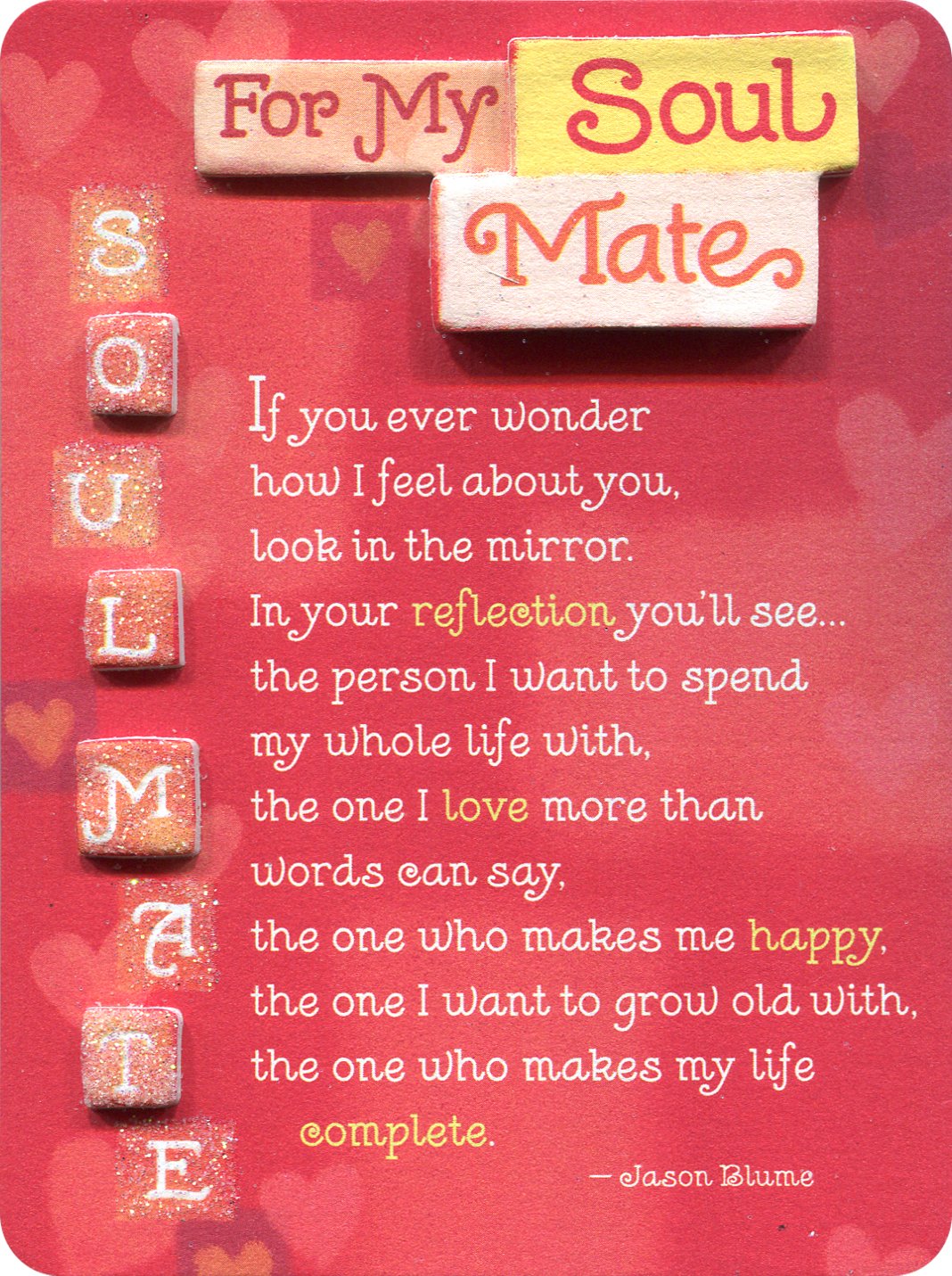 Amazon Blue Mountain Arts For My Soul Mate by Jason Blume Amazon Blue Mountain Arts For My Soul Mate by Jason Blume Miniature Easel Back Print with Magnet MIN447 fice Products