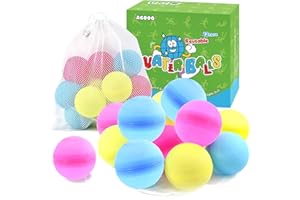 AGOOQ Reusable Water Balloons 12 Water Balls Latex-Free Soft Silicone Water Splash Ball with Portable Mesh Bag Quick-Fill Water Bomb for Kids Teens Summer Outdoor Play Pool Party Backyard Fun Water Toys