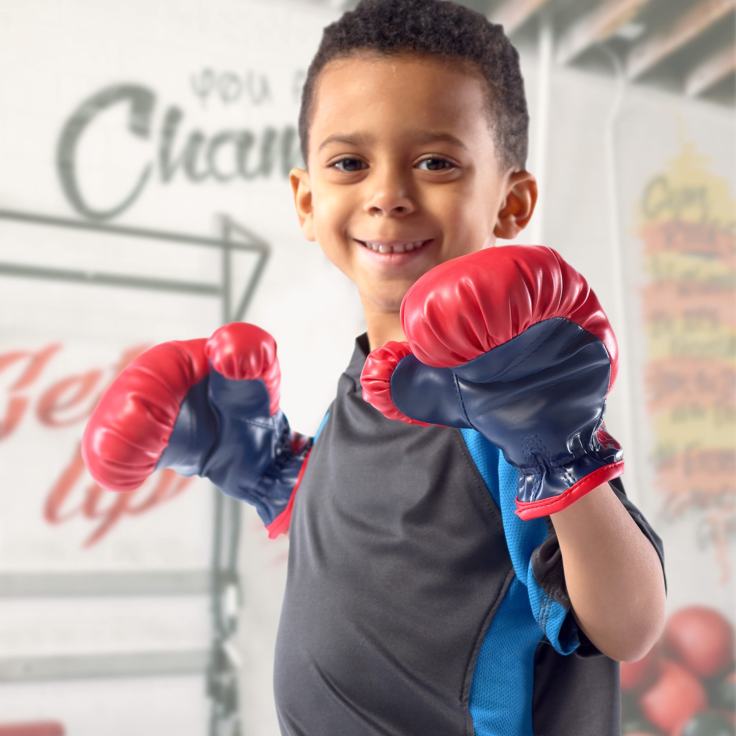 Franklin Sports Future Champs Kids’ Mini Boxing Set – Includes Kids’ Boxing Gloves – Punching Bag & Door Jam Bracket with Rope for Adjustable Punching Bag 4.75 x 4.75 x 12