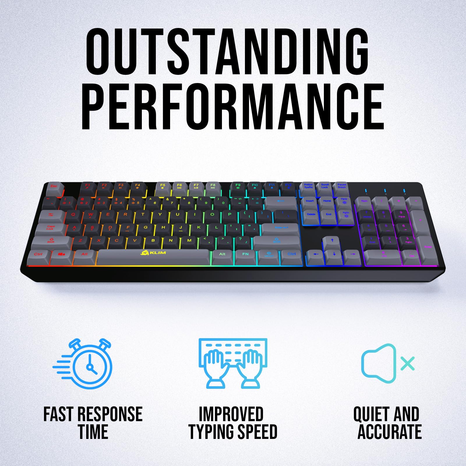 KLIM Chroma Wireless Keyboard – RGB Backlit Gaming, Rechargeable Battery, PC Keyboard, Durable & Water-Resistant, Compatible with PS4, PS5 & Mac - Black