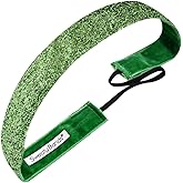 Sweaty Bands Womens Girls Headband - Non-Slip Velvet-Lined Sparkle Hairband - Viva Diva Lime Green 1-Inch