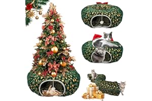 Cat Tunnel Christmas Tree Skirt, 3-In-1christmas Tree Cat Tunnel, 35 Inchescat Tunnel Bed Under Xmas Trees, Soft Plush Peekab