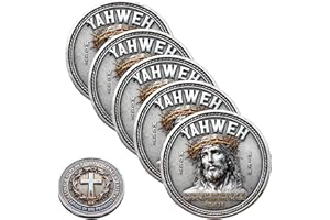 GENERIC Yahweh – The True Light Faith Commemorative Coin, Christian Challenge Coin with Crown of Thorns, Living in His Promises Cross Bible Verse Token, Religious Gift for Men Women