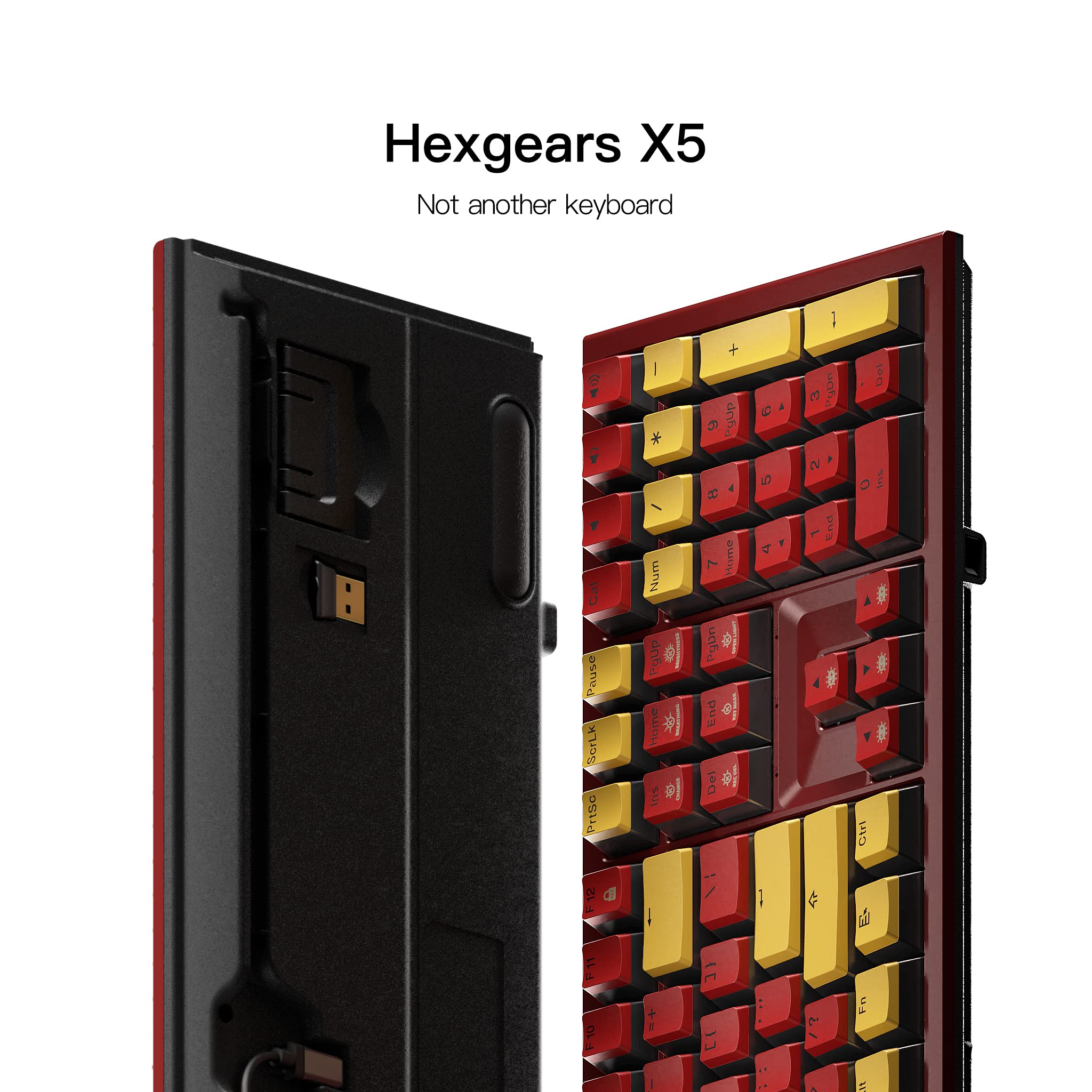 Hexgears X5 Wireless Mechanical Keyboard with Kaihl Box Switch-Quicksand Gold, Ironman Computer Keyboard for Gaming, Typing, Ergonomic 108-key Typewriter Keyboard with Wrist Rest