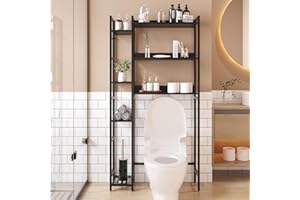 ODIKA Over The Toilet Bathroom Shelf & Extra Storage - 4-Tier Over The Toilet Storage Space Saver, Bathroom Organizer, Laundry Room, Small Spaces, Above Toilet Storage