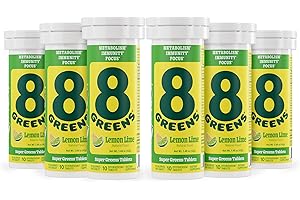 8Greens Daily Greens Effervescent Tablets - Superfood Booster, Energy & Immune Support, Made with Real Greens, Greens Powder, Vitamin C, Lemon Lime, Pack of 6