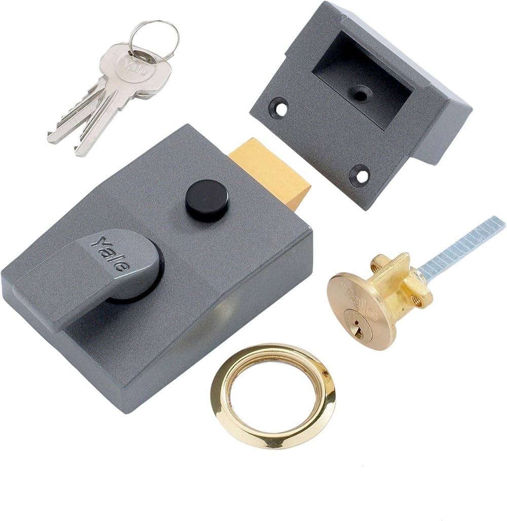 Yale P-89-DMG-PB-60 Deadlocking Nightlatch Dark Metallic Finish Brass Cylinder