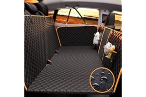 CHILINO Back Seat Extender for Dogs Hard Bottom Holds 420lbs,Waterproof Dog Hammock for Car Dog Car Bed,Dog Car Seat Cover for Back Seat with Mesh Window and Storage Pocket for Car, SUV,Truck