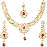 Touchstone Indian jewelry sets for women gold wedding tikka necklace set guest costume fancy bridal jewellery rhinestone crystal elegant formal prom evening wear dainty accessories