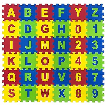 QUICK SILVER Alphanumeric MAT Puzzle (17x17cmx8.5mm)- Pack of 36 Pieces