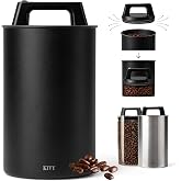 KIVY Vacuum Coffee Canister Large - Push Lid Preserves Coffee Aroma &amp; Oil | Stainless Steel Airtight Coffee Canister - Container for Ground &amp; Coffee Bean Storage - Storage Jar Large- Removes Excess Air