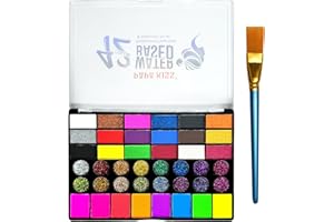 MULVINNIE 42 Colors Face Painting Kit for Kids, Non-Toxic Water Activated Face Paint Palette, Facepaint Makeup Kit with Brushes, for Festivals, Halloween, Carnival, Birthday Parties