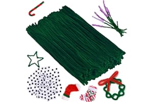 FULASITEU 200pcs Christmas Green Pipe Cleaners and self-Adhesive Wiggle Eyes Set, Pipe Cleaners Bulk, Art and Craft Supplies, Chenille Stems Pipe Cleaners, Pipe Cleaner Crafts…