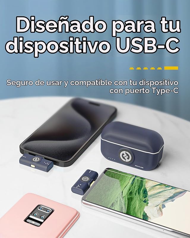 Lark M2 Micrófono Inalambrico Solapa Compatible con Teléfonos Android, iPhone 15, 300 m, Hi-Fi Audio, Cancelación de Ruido, 30H Duración, Micrófono Inalámbrico para Livestream Vlog - Negro