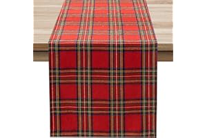Softalker Christmas Checkered Tartan Table Runner - Red Buffalo Plaid Xmas Stain Resistant Washable Table Decoration for Dining/Parties/Holiday Decor, 13 x 70 Inch