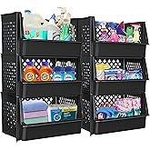 Large Stackable Storage Bins Open Front for Pantry Storage, 6 Pack - Black | Sturdy Plastic, Easy Stacking, Open Front Access, Ventilated Sides, Vertical &amp; Space Saving Pantry Organizers and Storage Bin