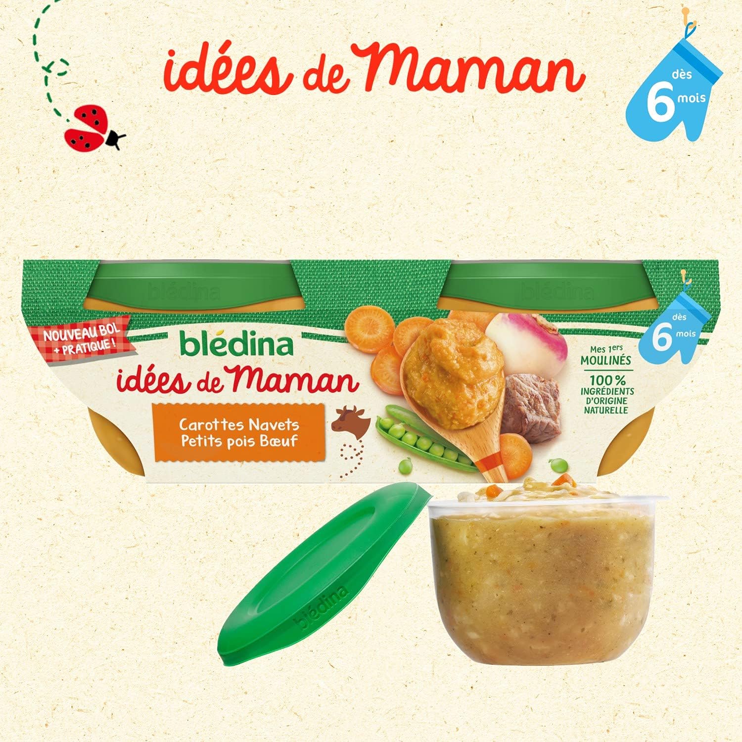 Bledina Idees De Maman Repas Bebe Des 6 Mois Carottes Navets Petits Pois Bœuf 12x0g Amazon Fr Epicerie