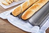 Chicago Metallic Commercial II Perforated Baguette Pan 3 Cavity 15 inch Aluminum view 7