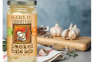 Garlic Festival Foods Smoked Pickled Garlic Cloves - Freshly Made, Subtly Infused, 8 oz Jar