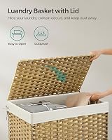 SONGMICS 105L Laundry Basket with Lid Rattan Storage Foldable Removable Liner view 4