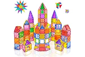 Feoxialy Magnetic Tiles for Kids Ages 3-5 4-8 STEM Educational Gifts Toys for 3 4 5 6 7+ Year Old Boys Girls Magnet Building Blocks Beginner Set Sensory Toddler Toys for Age 3-4 Christmas Birthday