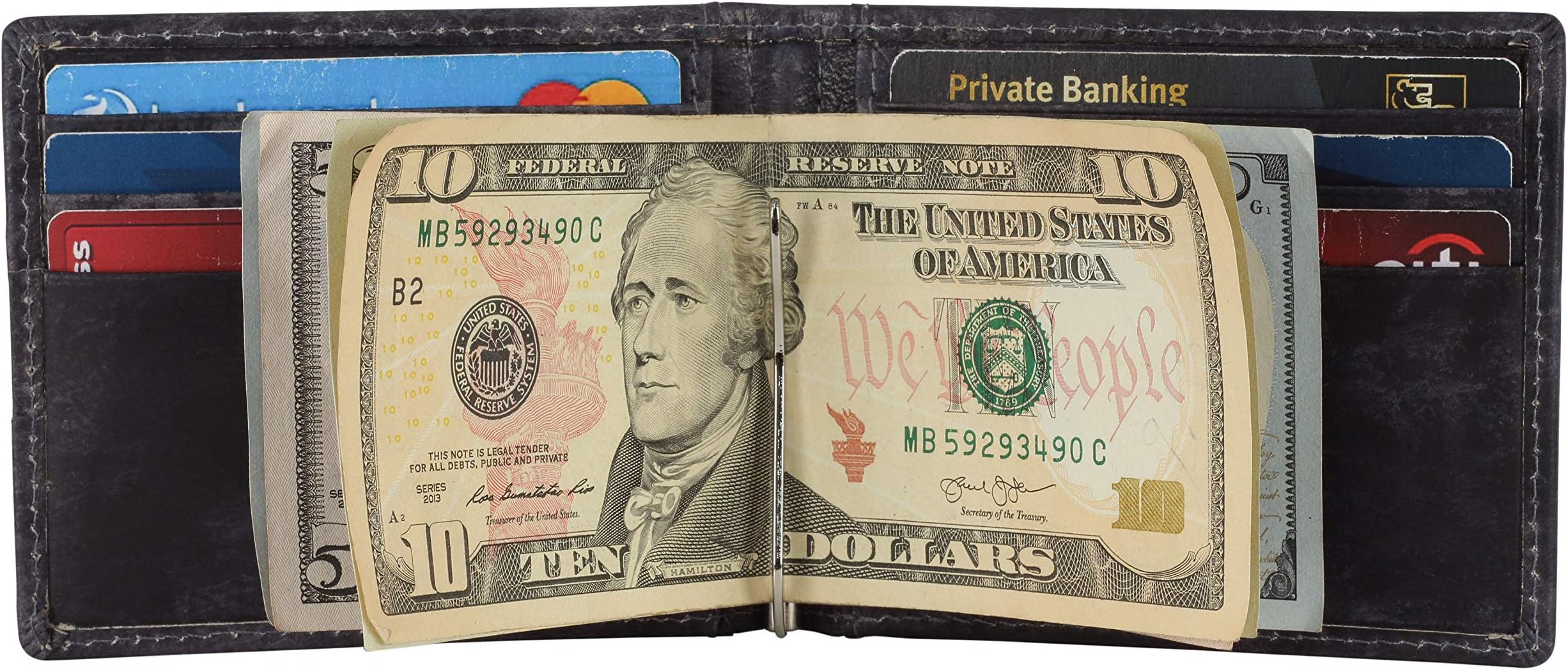 Money Clip Leather Wallet For Men-RFID Blocking Front Pocket Slim Wallet With ID Window