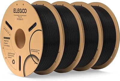 ELEGOO PLA Filament 1.75mm Black 4KG 4 Spools 1kg Each 3D Printing Filament