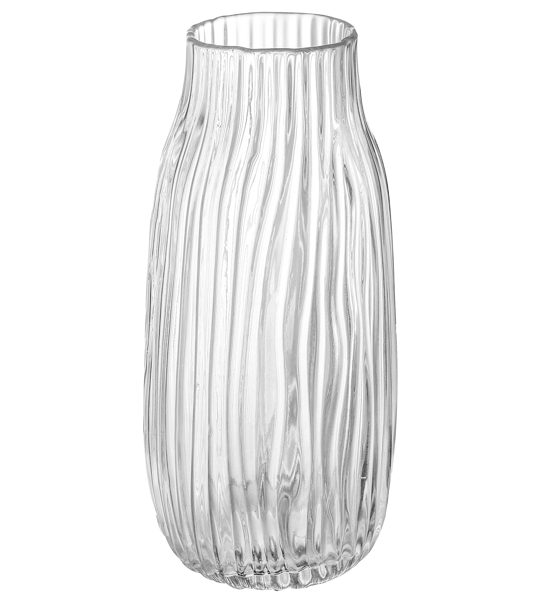 JAKY-Global Clear Tall Vase,Large Clear Vases for Flowers,H-31cm Simple Striped Design for Home Floor Decor,Farmhouse Decor, Centerpiece Coffee Table Decorations(clear 31cm)