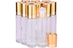 inice 12 Pack Essential Oil Roller Bottles 10ml Clear Glass Bottles Stainless Steel Roll On Ball Metal Cap for Daily Care