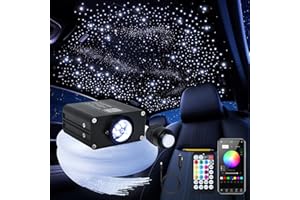 WEBUPAR Car Home Starlight Headliner Star Ceiling Light Kit Twinkle & Sound Activate 200 pcs*0.03in*9.8ft RGBW 16W Fiber Optic Lights APP & Remote Control Star Lights for Car/Home Decor