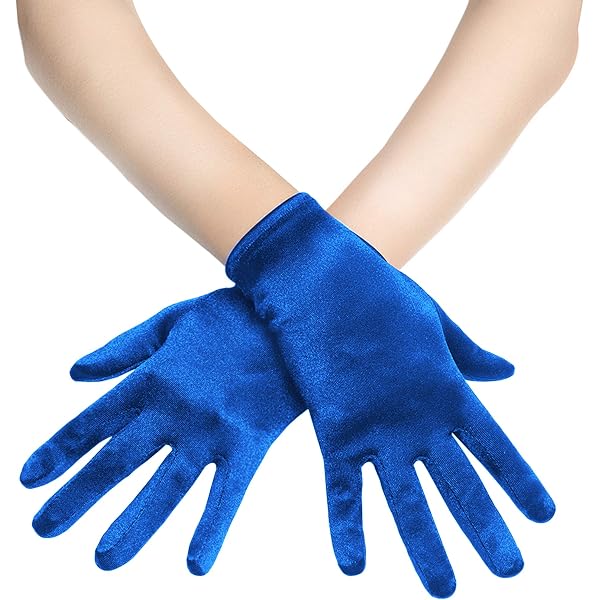 Gants Longs En Satin Soirée - Longueur Coudes - Style Années 20 Vintage - Unisexe - Bleu Clair - 12