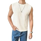 Verdusa Men's Sleeveless Round Neck Knit Tank Top Casual Sweater Vest