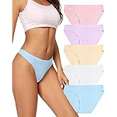 voenxe Women Bikini Underwear,Seamless Breathable Ladies Panties,No Show Comfortable Briefs Undies,Invisible Hipster,5-Pack
