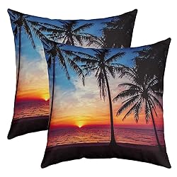 Feelyou Set of 2 Palm Tree Print Throw Pillow
