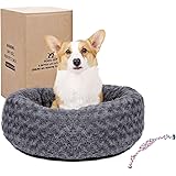 GOHOO PET Dog Bed Donut Calming Cat Bed Soft Plush Cuddler Round Comfortable Pet Bed for Cats, Small & Medium Dogs, Machine W