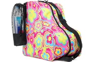 Fydelity Cute Roller Skate Bags for Women; Ideal Quad Roller Skate Bag or Roller Skate Bags for Girls; Use as Ice Skating Bag, Figure Skating Bag, Ice Skate Bags for Girls w/Clip-On Water Bottle Bag