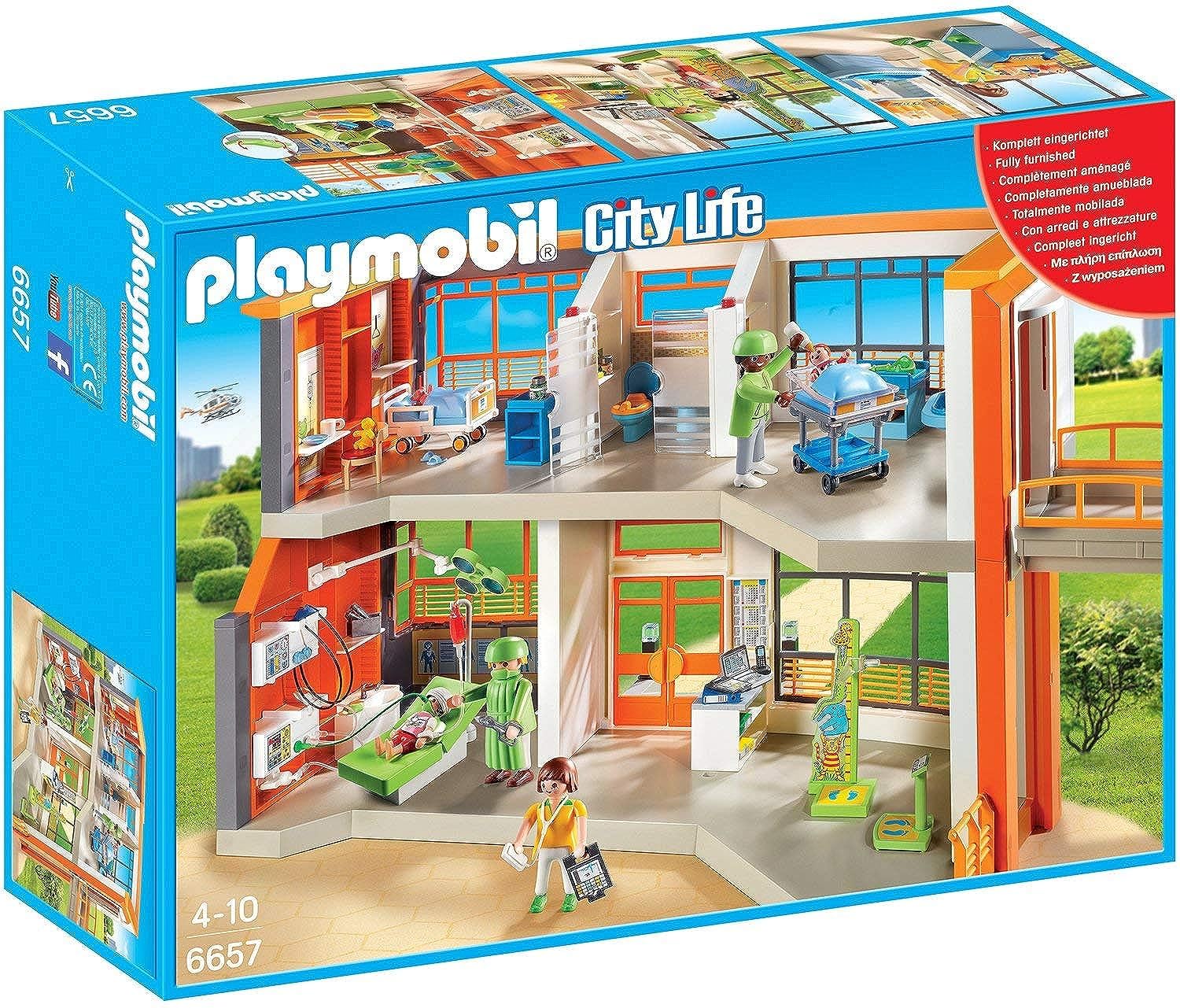 Playmobil 6657 City Life Furnished Children's Hospital, Fun Imaginative Role-Play, PlaySets Suitable for Children Ages 4+